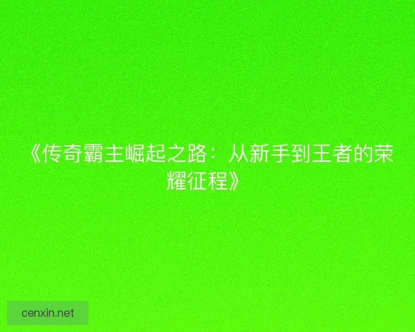 《传奇霸主崛起之路：从新手到王者的荣耀征程》