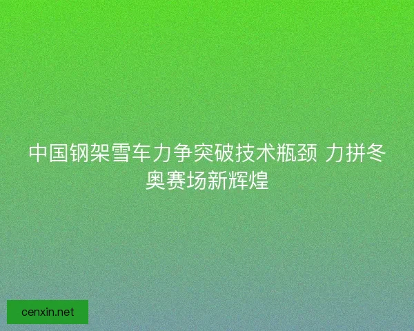 中国钢架雪车力争突破技术瓶颈 力拼冬奥赛场新辉煌